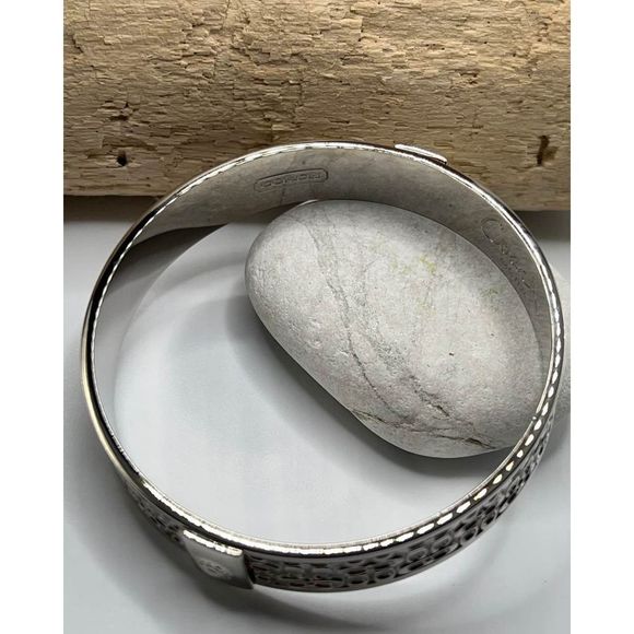 COACH Signature Silver Bangle Bracelet - Picture 2 of 9